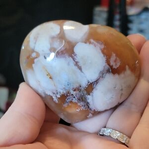 Agate Heart-Shaped Brown and Cream Stone With Druzy